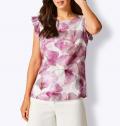 Lyocell-Blusentop ecru-magenta-bedruckt