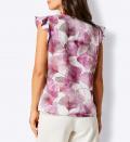 Lyocell-Blusentop ecru-magenta-bedruckt