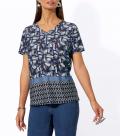 Lyocell-Druckshirt mittelblau-marine