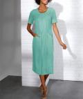 Lyocell-Kleid mitBiesen und Spitzenborte salbei
