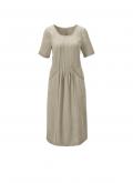 Lyocell-Kleid mitBiesen und Spitzenborte sesam