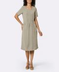 Lyocell-Kleid mitBiesen und Spitzenborte sesam