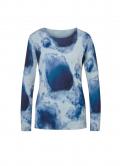 Lyocell-Merino-Pullover hellblau-marine-bedruckt