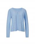 Lyocell-Mix-Strickjacke mit Glitzersteinchen hellblau