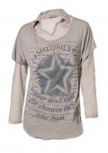 Marken-2-in-1-Shirt-Bluse taupe