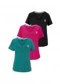 Marken-3er-Pack-Shirt schwarz+pink+petrol