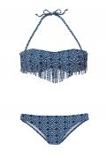 Marken-Bandeau-Bikini blau-weiß