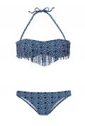 Marken-Bandeau-Bikini blau-weiß