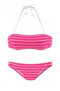 Marken-Bandeau-Bikini pink-weiß C/D-Cup