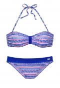 Marken-Bandeaubikini blau-lachsfarben A/B-Cup