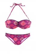 Marken-Bandeaubikini bordeaux-bunt D-Cup