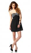 Marken-Bandeaukleid schwarz-grau