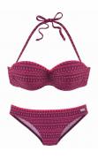 Marken-Bügelbandeau-Bikini aubergine E-Cup