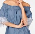 Marken-Carmenbluse blau