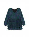 Marken-Chiffontunika mitPlisseefalten lila-grün
