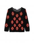 Marken-Crochetmuster-Pullover schwarz-bunt