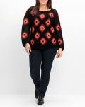 Marken-Crochetmuster-Pullover schwarz-bunt
