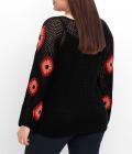 Marken-Crochetmuster-Pullover schwarz-bunt
