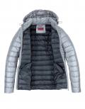 Marken-Daunenjacke silbergrau
