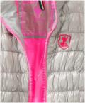 Marken-Daunenweste grau-neonpink