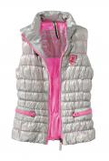 Marken-Daunenweste grau-neonpink