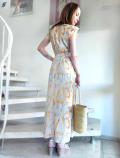 Marken-Druck-Maxikleid apricot-blau Gr. L