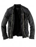 Marken-Herren-Lederjacke anthrazit-used