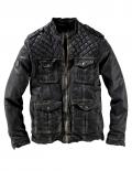 Marken-Herren-Lederjacke anthrazit-used