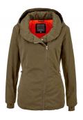 Marken-Jacke mit Webpelz khaki