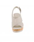 Marken-Kalb-Lackleder-Sandalette beige Gr. 41 EU / 7.5 UK