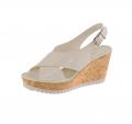 Marken-Kalb-Lackleder-Sandalette beige Gr. 41 EU / 7.5 UK