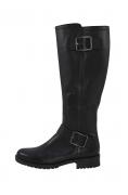 Marken-Kalb-Nappaleder-Stiefel schwarz