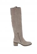 Marken-Kalb-Velourslederstiefel sand