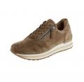 Marken-Kalbveloursleder-Sneaker camel