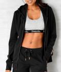 Marken-Kapuzen-Sweatjacke schwarz