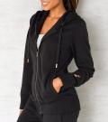 Marken-Kapuzen-Sweatjacke schwarz