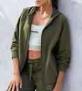 Marken-Kapuzensweatjacke olivgrün