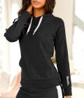 Marken-Kapuzensweatshirt mit Seitenstreifen schwarz