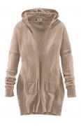 Marken-Kaschmir-Longstrickjacke beige