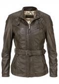 Marken-Lammnappalederjacke taupe