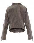 Marken-Lammvelours-Lederjacke taupe