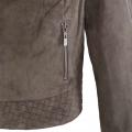 Marken-Lammvelours-Lederjacke taupe