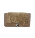 Marken-Leder-Clutch sand