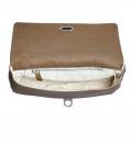 Marken-Leder-Clutch sand