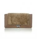 Marken-Leder-Clutch sand