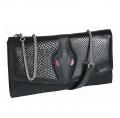 Marken-Leder-Clutch schwarz