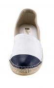 Marken-Leder-Espadrilles taupe-weiß