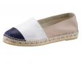 Marken-Leder-Espadrilles taupe-weiß