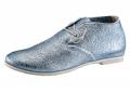 Marken-Leder-Slipper hellblau-metallic