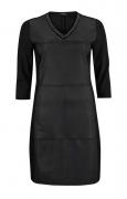 Marken-Lederimitat-Jerseykleid schwarz Gr. 50
